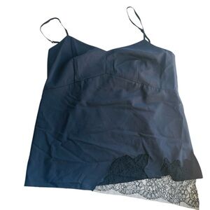 Tibi Black Camisole w/Asymmetrical Lace Accent